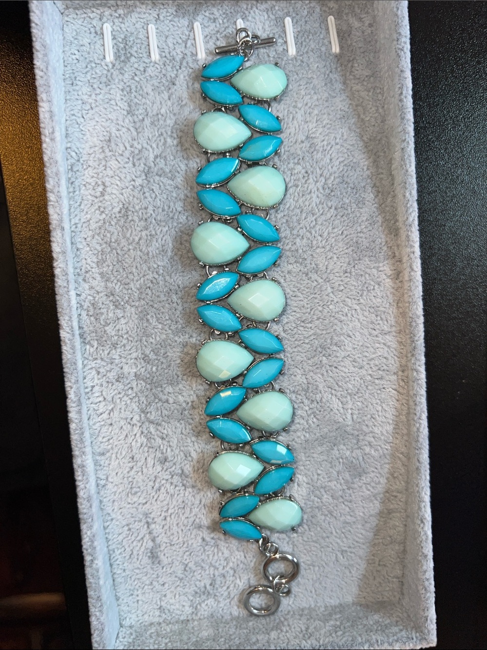 Women's Turquoise & Mint Faceted Link Bracelet - Silver-Tone